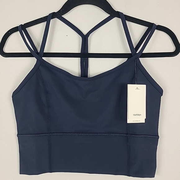 NWT Halfdays Women's Gwen Longline Top Navy Blue Size Small - Picture 1 of 8